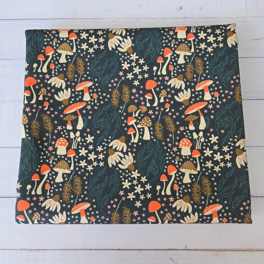 MYO Design - Twill Canvas - Mushrooms allover - darkpetrol