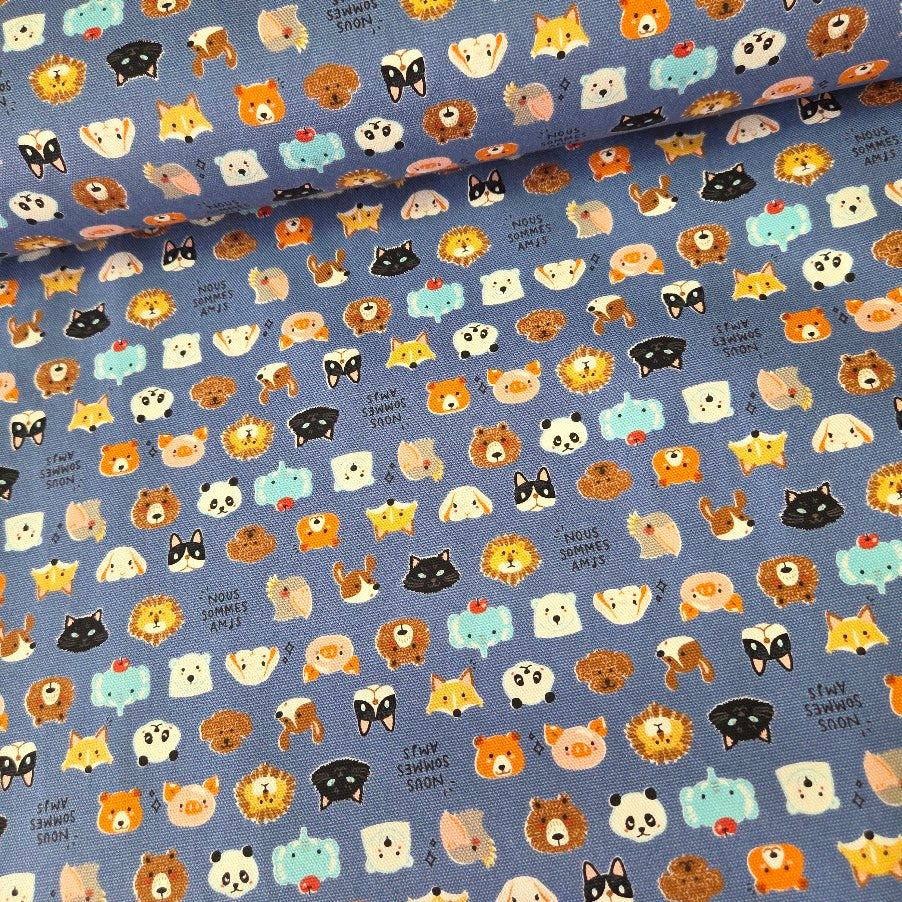 Kokka Canvas - Nous sommes amis - Allover Kawai Tiere - Oxford Canvas