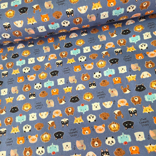 Kokka Canvas - Nous sommes amis - Allover Kawai Tiere - Oxford Canvas