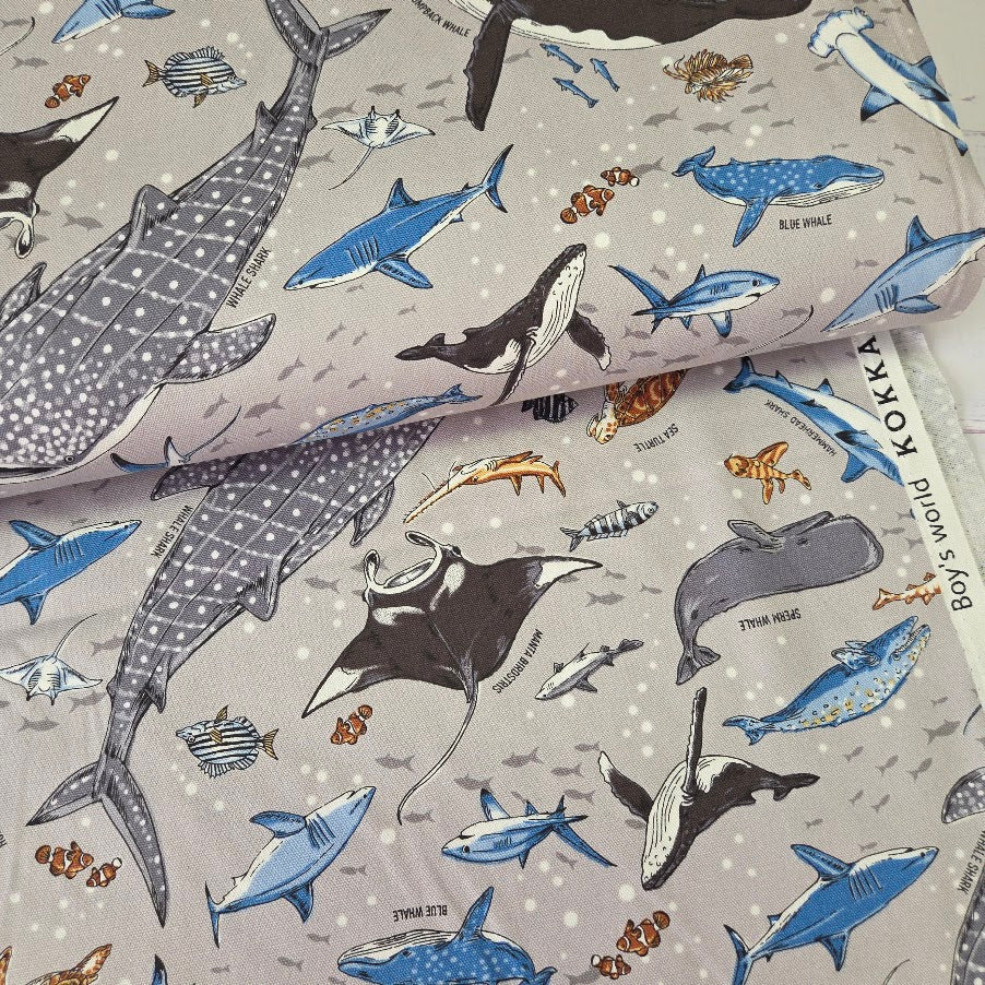 Kokka Canvas - Whale Shark and Blue Shark Oxford Canvas – Boy´s World