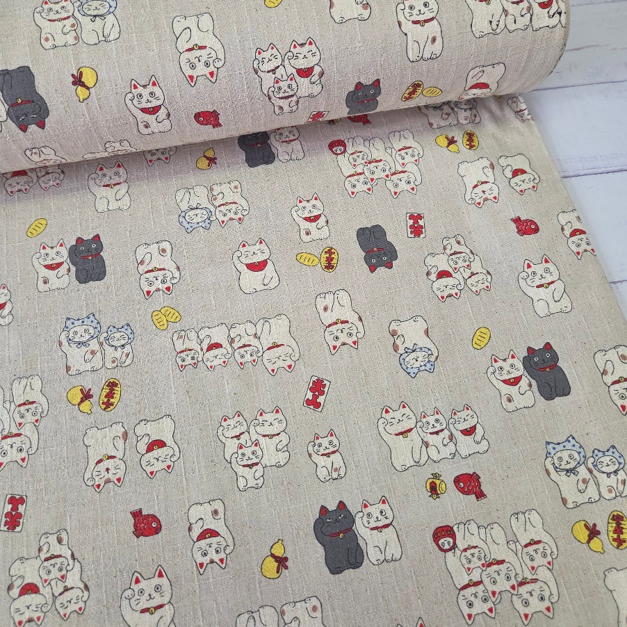 Kokka Canvas - Baumwoll Dobby - Lucky Cats