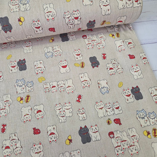 Kokka Canvas - Baumwoll Dobby - Lucky Cats