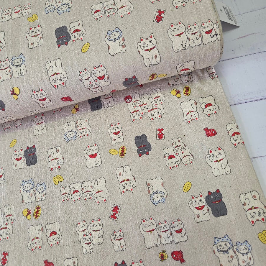 Kokka Canvas - Baumwoll Dobby - Lucky Cats