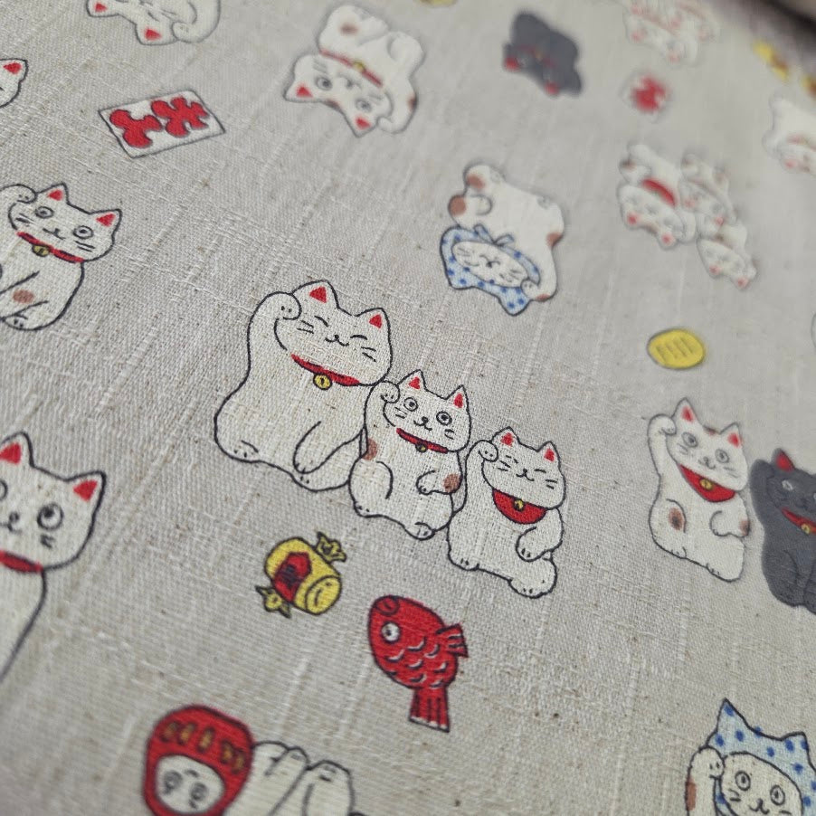 Kokka Canvas - Baumwoll Dobby - Lucky Cats