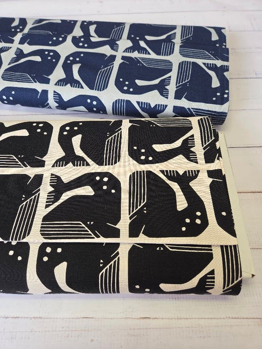 Cotton and Steel - By the seaside - Grumpy Whale - blue grey