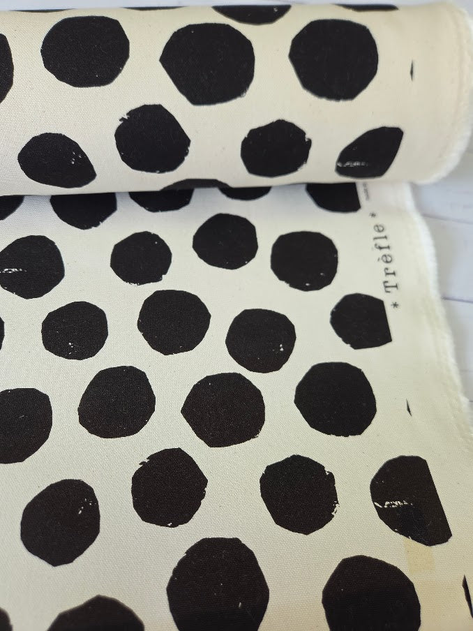 Kokka Trefle Canvas - Dots - Oxford Canvas - weiss-schwarz