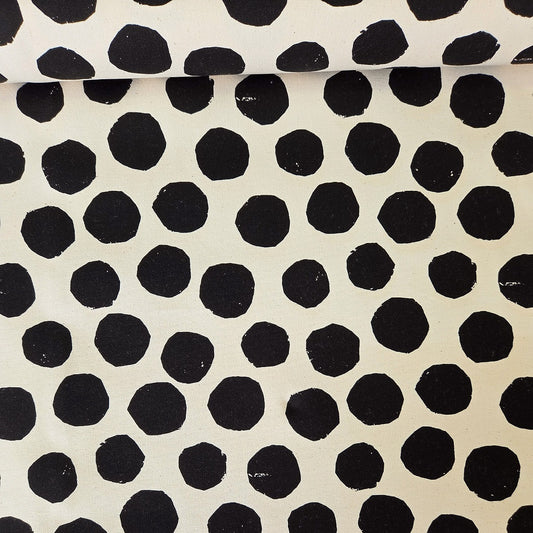 Kokka Trefle Canvas - Dots - Oxford Canvas - weiss-schwarz