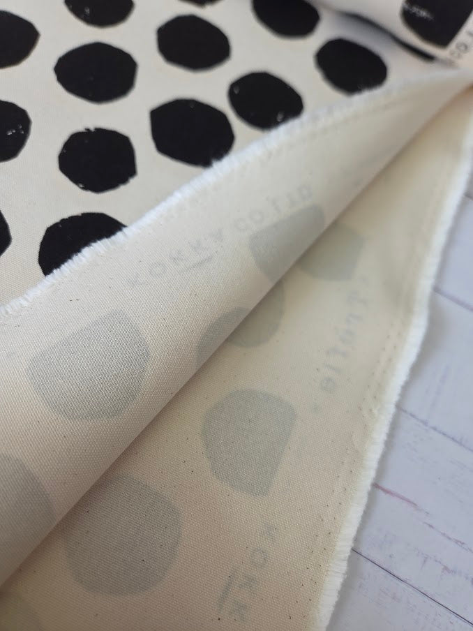 Kokka Trefle Canvas - Dots - Oxford Canvas - weiss-schwarz