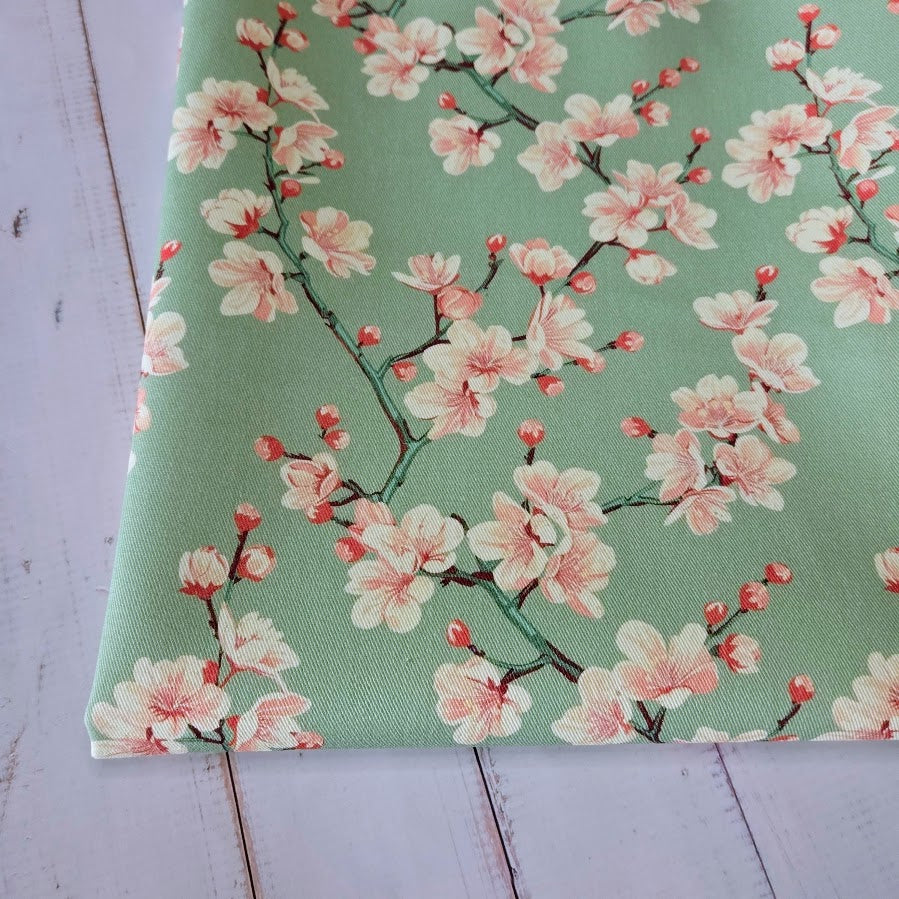 MYO Design - Twill Canvas - Cherry Blossom Branch - mintgrün