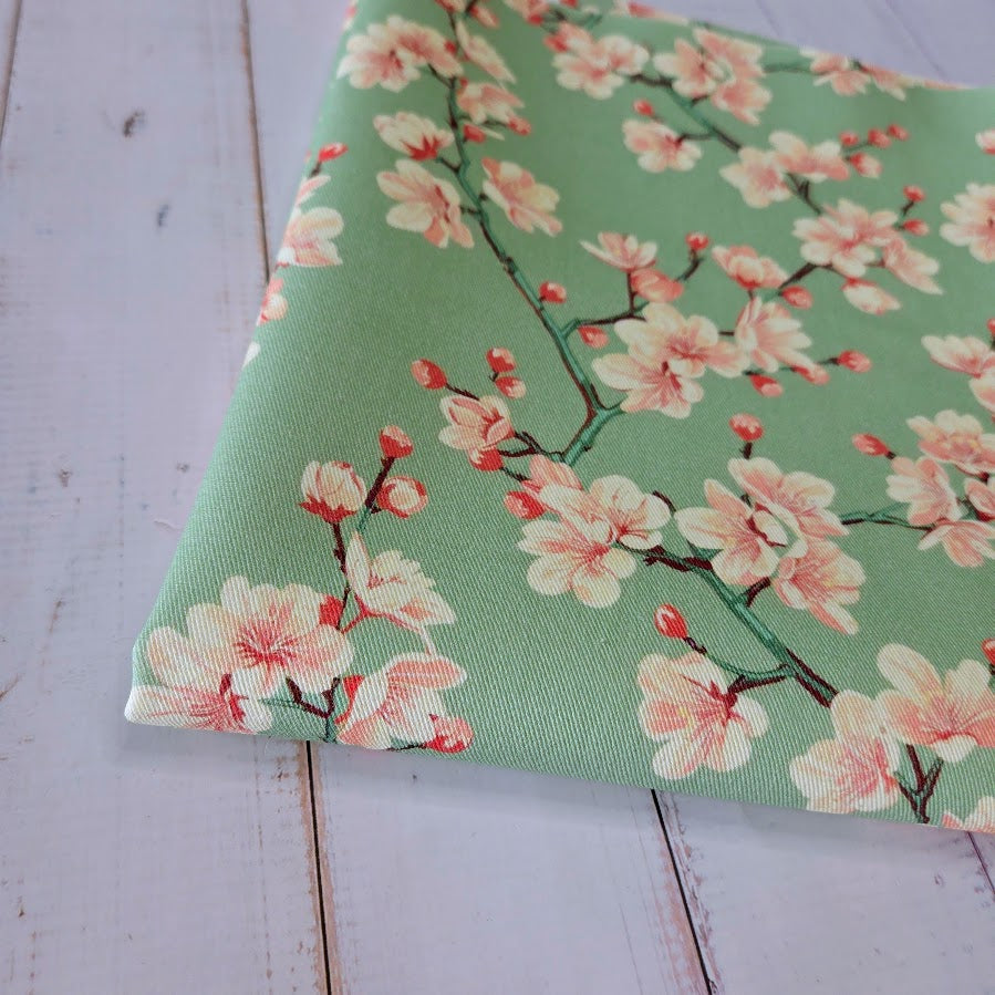 MYO Design - Twill Canvas - Cherry Blossom Branch - mintgrün