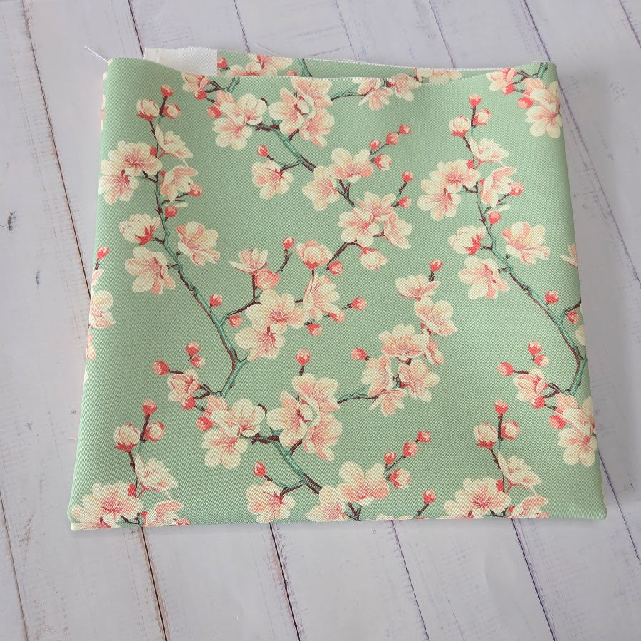 MYO Design - Twill Canvas - Cherry Blossom Branch - mintgrün