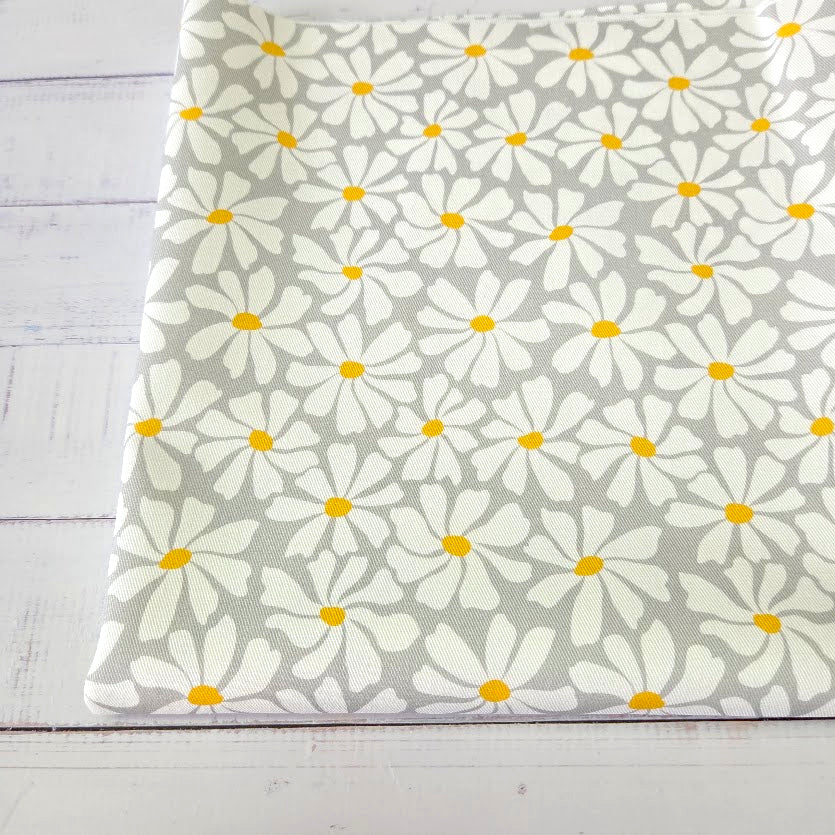 MYO Design - Twill Canvas - White Flowers - grey
