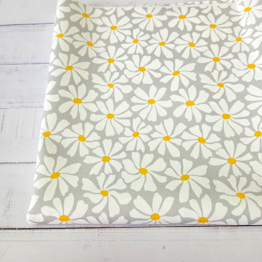 MYO Design - Twill Canvas - White Flowers - grey