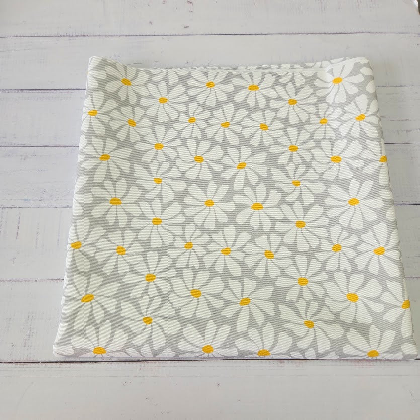 MYO Design - Twill Canvas - White Flowers - grey