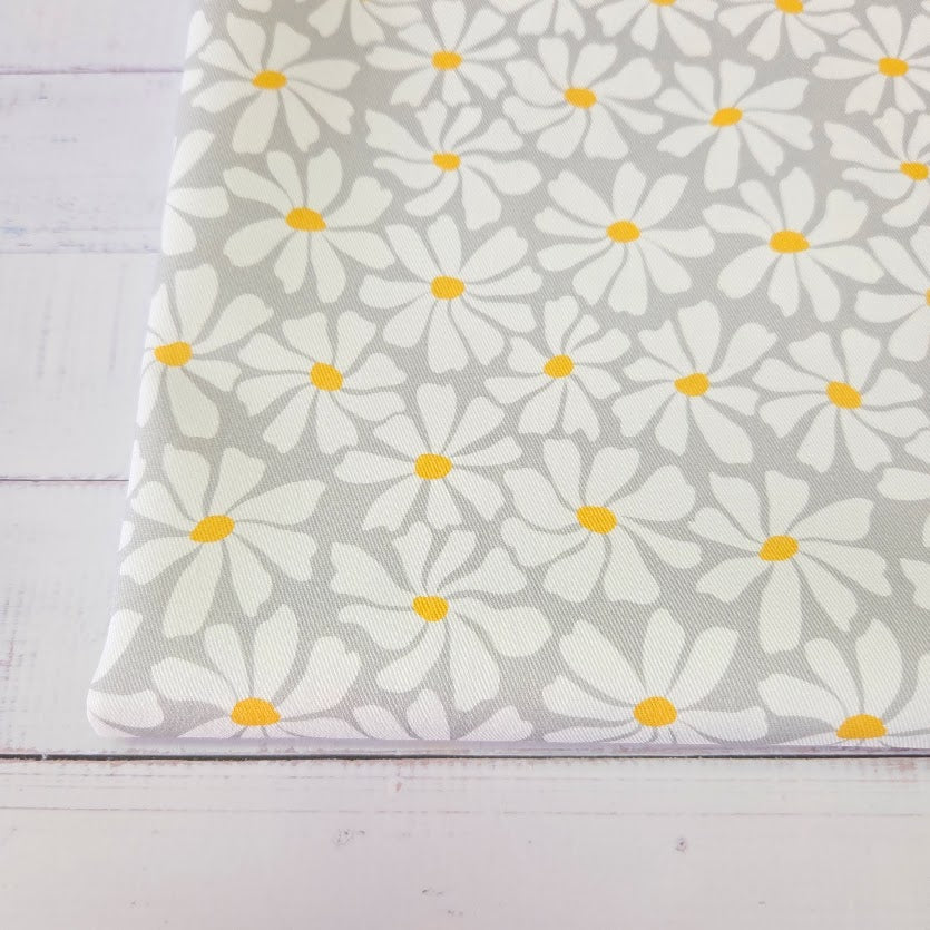 MYO Design - Twill Canvas - White Flowers - grey