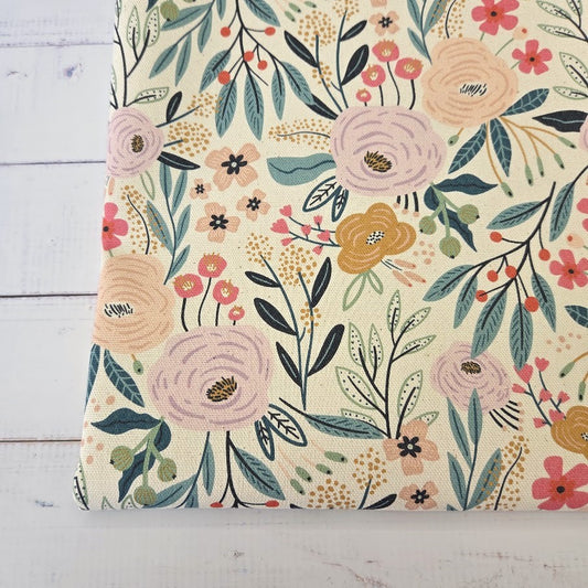 MYO Design - Unbleached Cotton Canvas - Wildrosen naturweiss