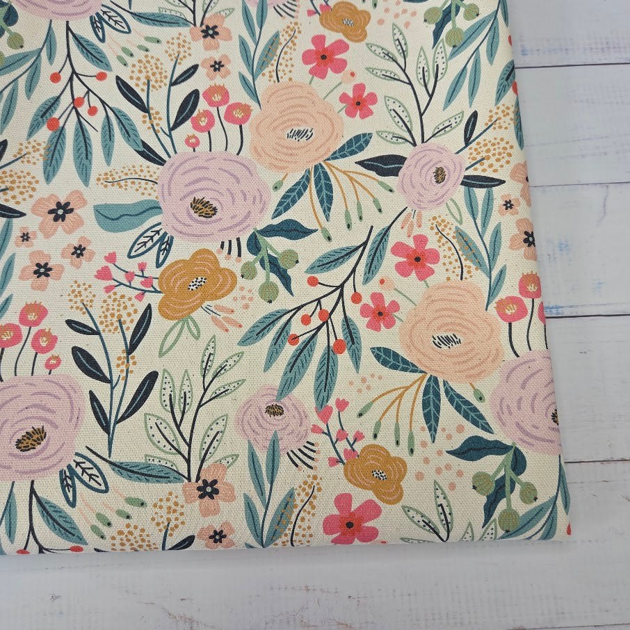 MYO Design - Unbleached Cotton Canvas - Wildrosen naturweiss