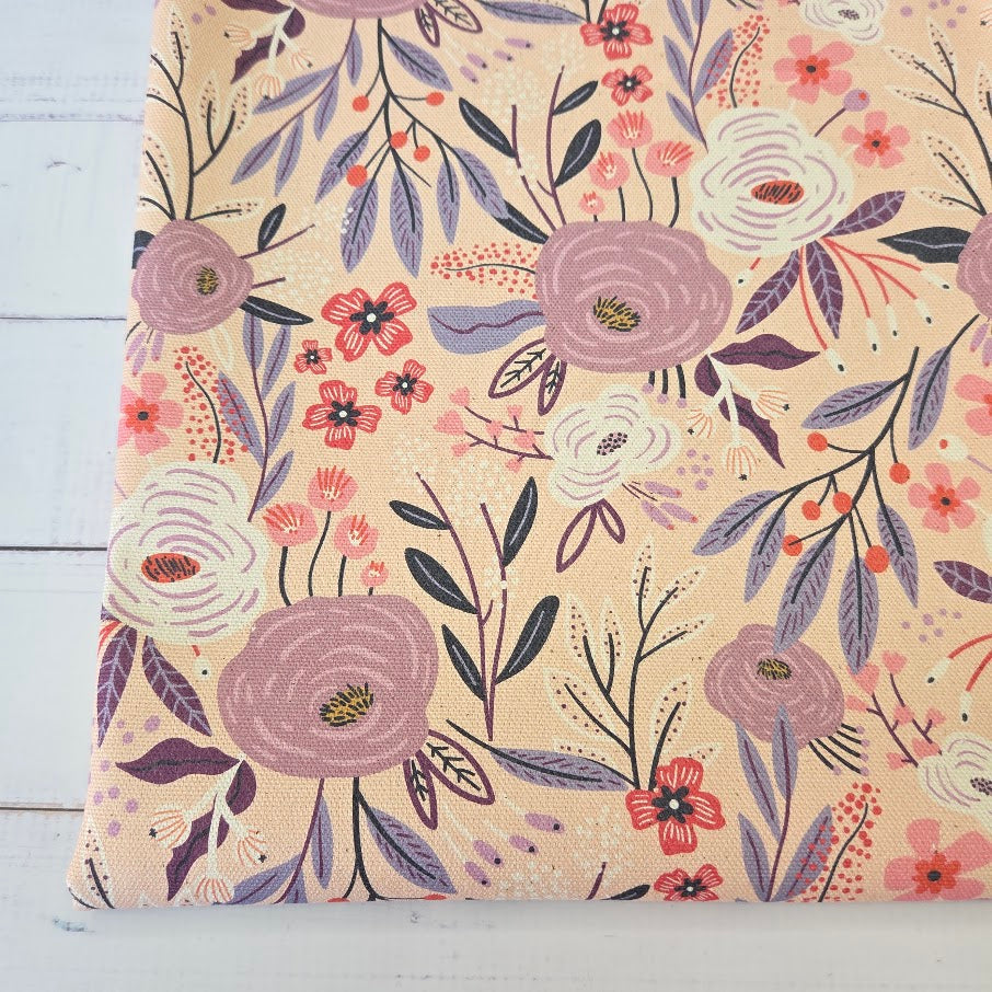 MYO Design - Unbleached Cotton Canvas - Wildrosen flieder-nude