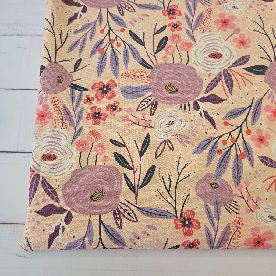 MYO Design - Unbleached Cotton Canvas - Wildrosen flieder-nude