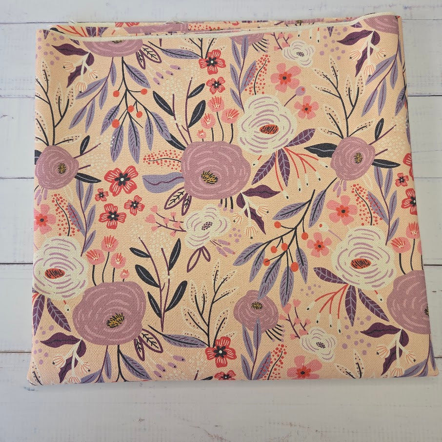 MYO Design - Unbleached Cotton Canvas - Wildrosen flieder-nude
