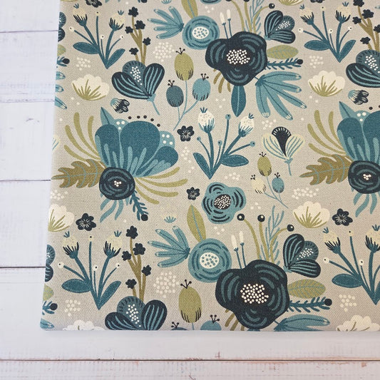 MYO Design - Unbleached Cotton Canvas - Flowerfield light grey