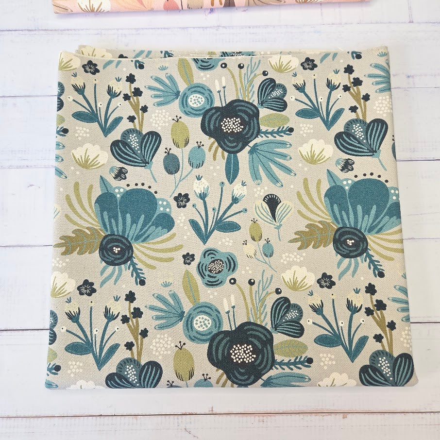 MYO Design - Unbleached Cotton Canvas - Flowerfield light grey