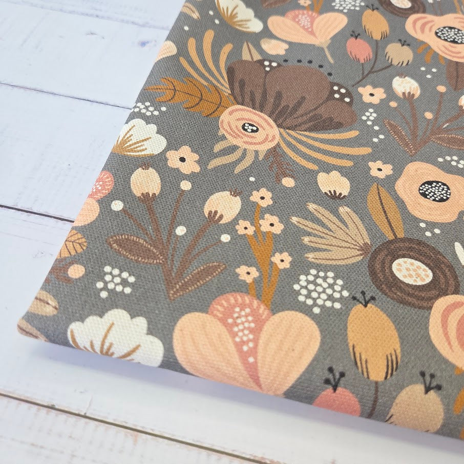 MYO Design - Unbleached Cotton Canvas - Flowerfield grey rose