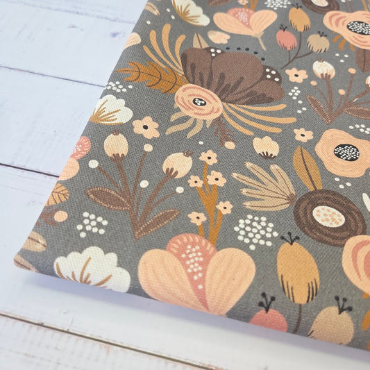 MYO Design - Unbleached Cotton Canvas - Flowerfield grey rose