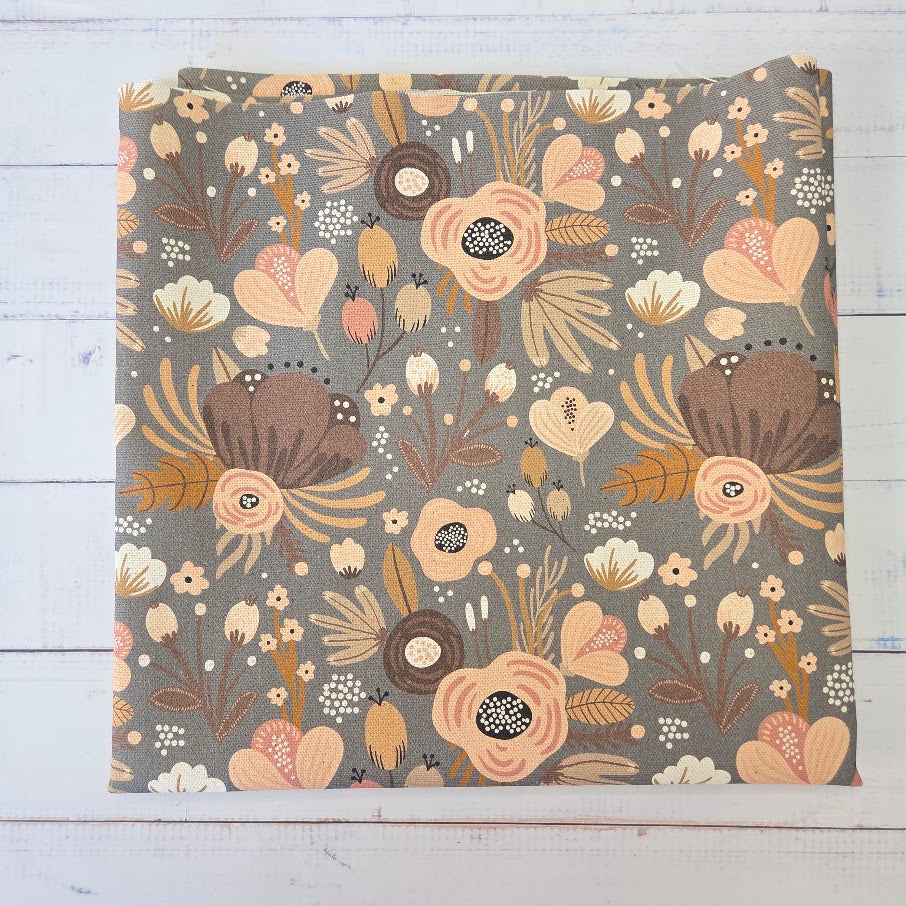 MYO Design - Unbleached Cotton Canvas - Flowerfield grey rose