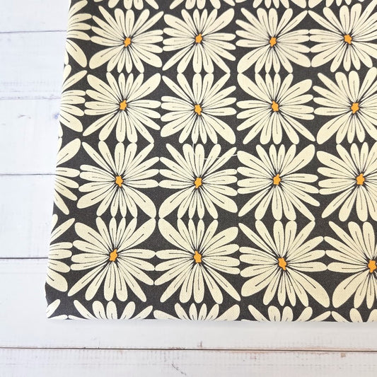 MYO Design - Unbleached Cotton Canvas - Geo Flowers - black and white