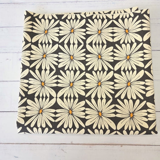MYO Design - Unbleached Cotton Canvas - Geo Flowers - black and white