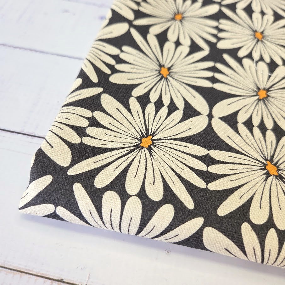 MYO Design - Unbleached Cotton Canvas - Geo Flowers - black and white