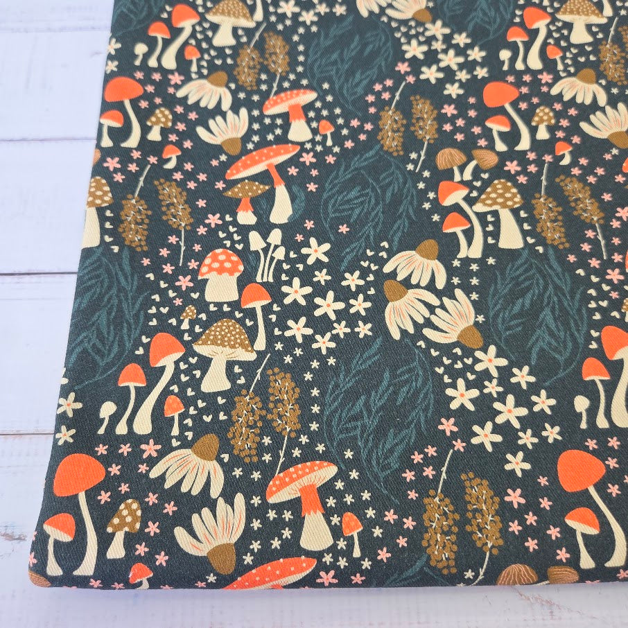 MYO Design - Twill Canvas - Mushrooms allover - darkpetrol