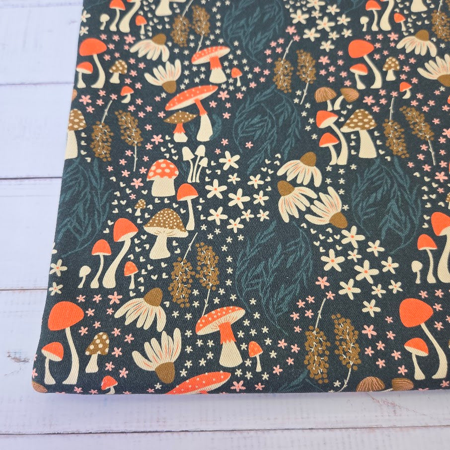 MYO Design - Twill Canvas - Mushrooms allover - darkpetrol