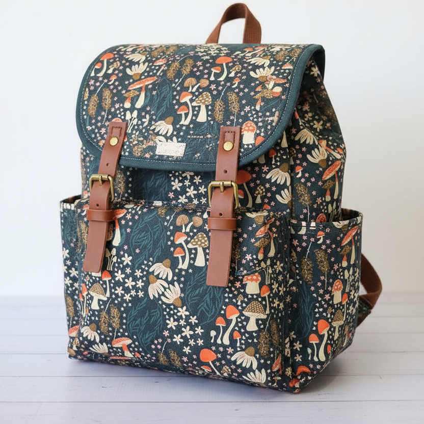 MYO Design - Twill Canvas - Mushrooms allover - darkpetrol
