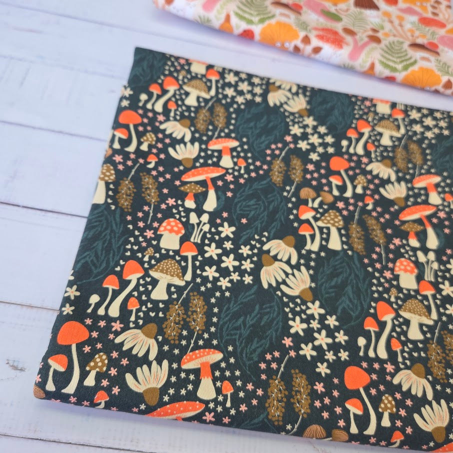 MYO Design - Twill Canvas - Mushrooms allover - darkpetrol