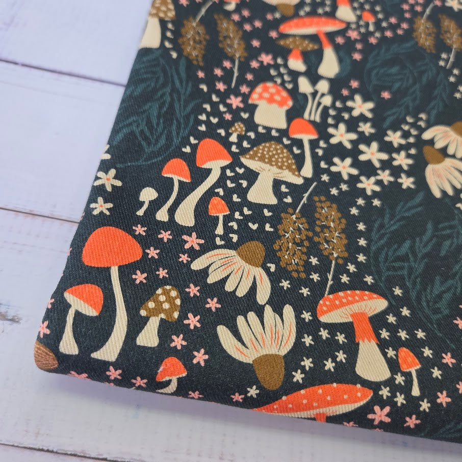 MYO Design - Twill Canvas - Mushrooms allover - darkpetrol