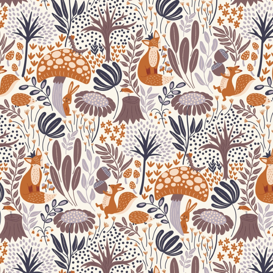 Cloud9 - Bio Baumwolle - Whimsical Forest Floor - The Woodlander's Tale - Ivory