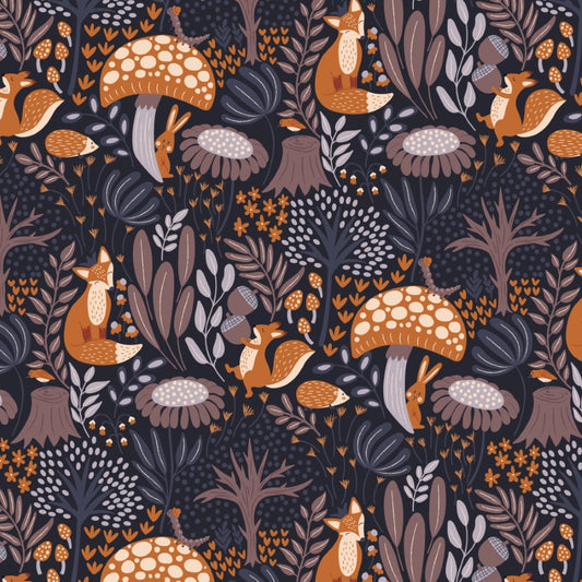 Cloud9 - Bio Baumwolle - Whimsical Forest Floor - Twilight Exploration - Midnight