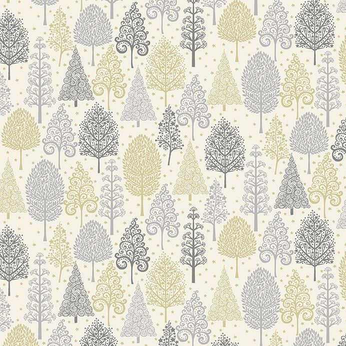 Makower - Scandi - Trees grey metallic