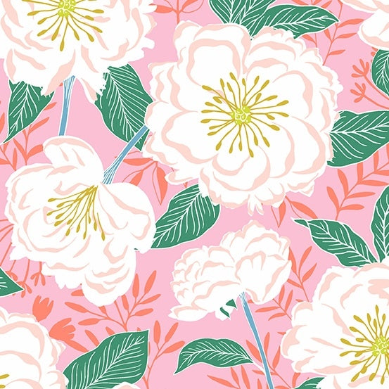 Makower - Flora and Fauna - Camelias - pink