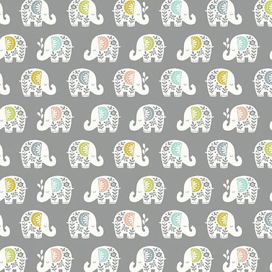 Makower - Baby Safari - Elephants - grey