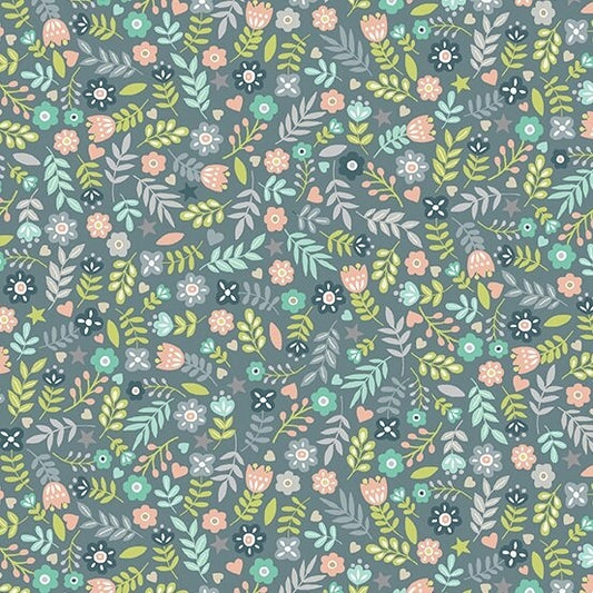 Makower - Baby Safari - Floral - grey