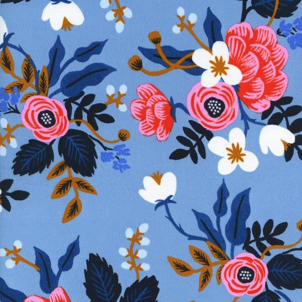 Cotton and Steel - Viskose Rayon - Wildwood Les Fleurs - blau