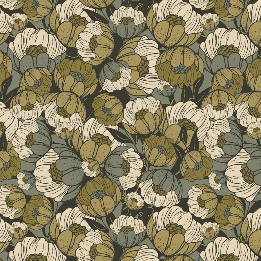Cotton and Steel - Rifle Paper Co. - Scout Lake - Wild Flora - verde