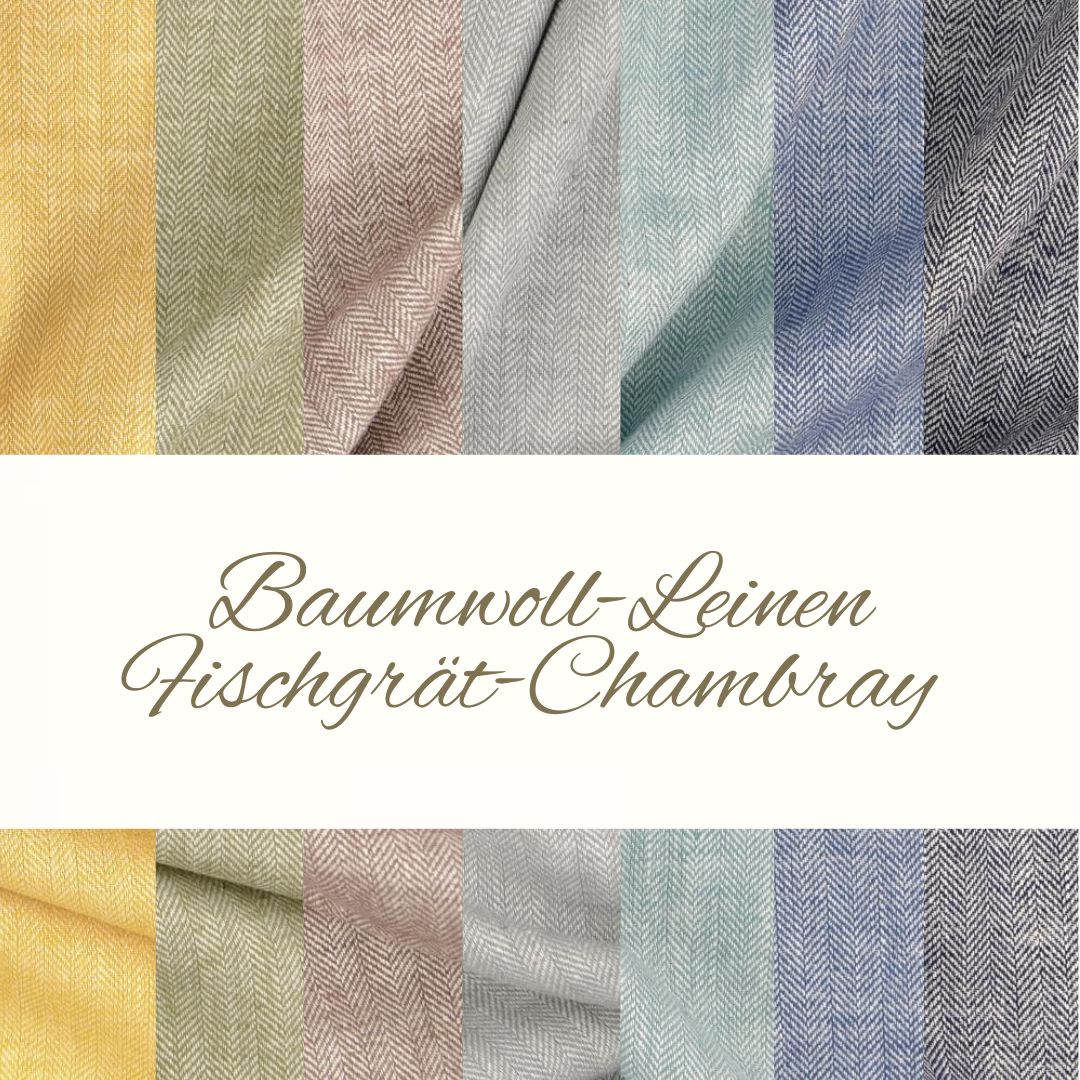 Leinen-Baumwoll-Chambray - Fischgrät