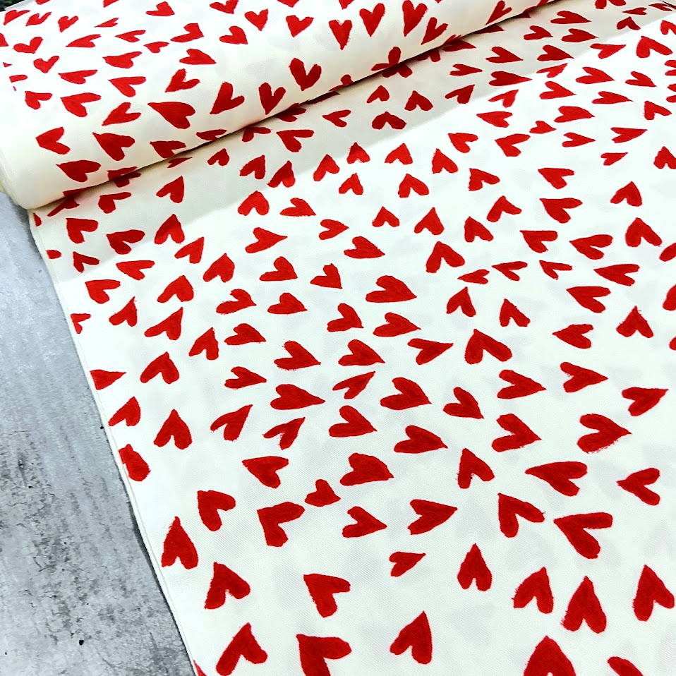 Kobayashi Twill Canvas - Hearts - rot