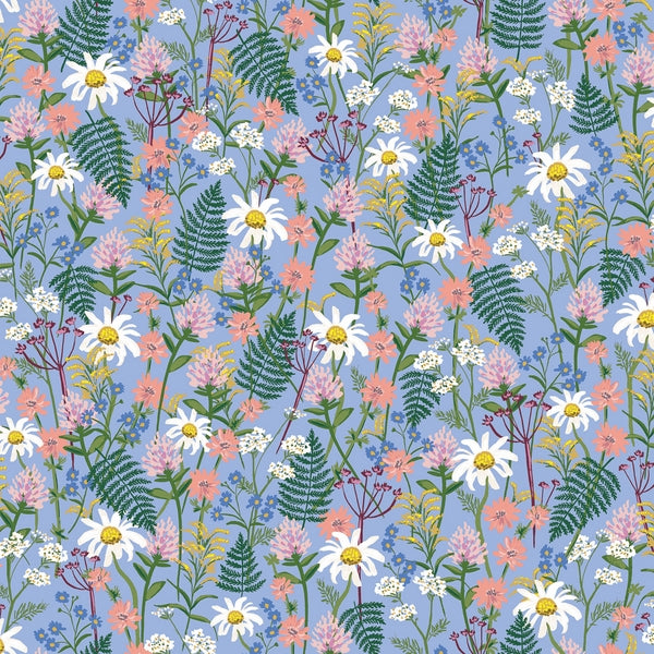 Cotton and Steel - Rifle Paper Co. - Wildwood - Wildflowers - blue