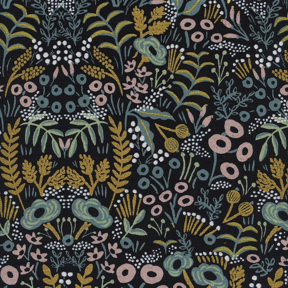 Cotton and Steel - Canvas - Menagerie - Tapestry midnight metallic