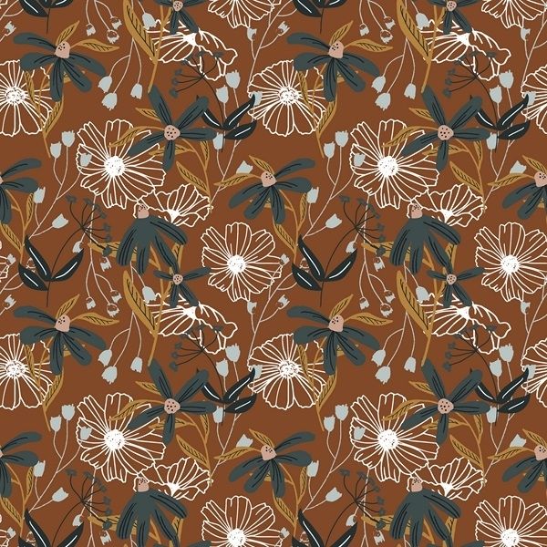 Cotton and Steel - Wallflower - Blooms - umber